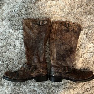Brown Leather Frye Motorcycle Boot